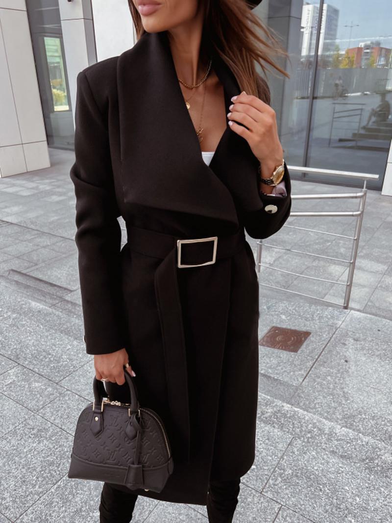 Manteau femme chic mi-long en cuir beige