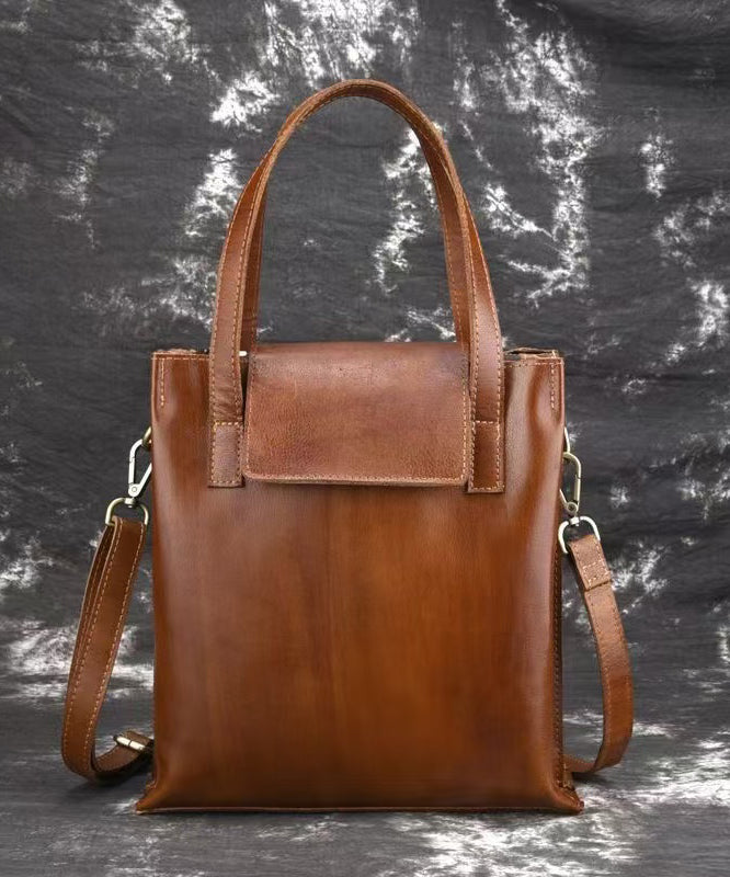 Grand sac à main en cuir brun relax - EasyApparels