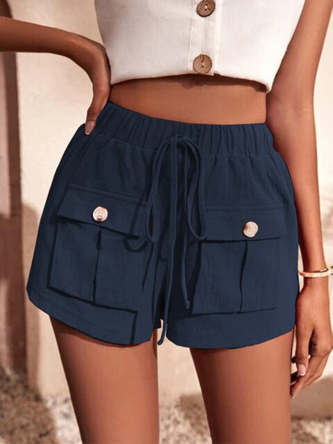 Short Décontracté pour Femme en Lin Corail