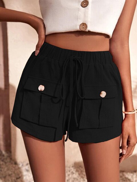 Short Décontracté pour Femme en Lin Corail