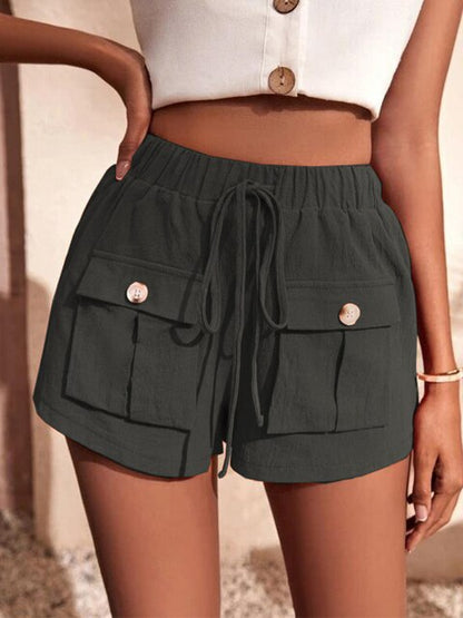 Short Décontracté pour Femme en Lin Corail