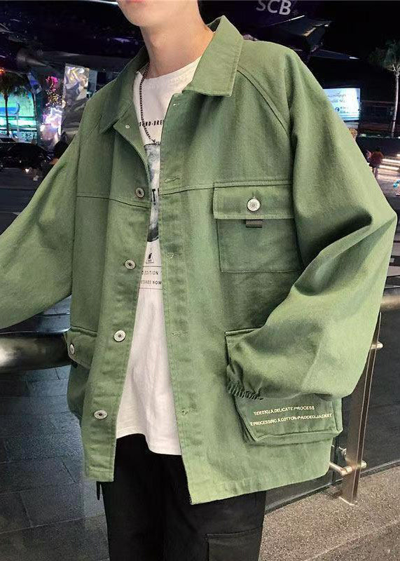 Vert Dénim Relaxed Fit Jean Jacket Homme Printemps - EasyApparels