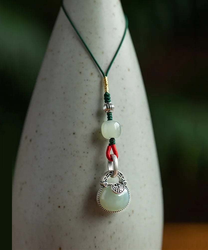 Verdant Green Jade Silver Phone Chains - EasyApparels
