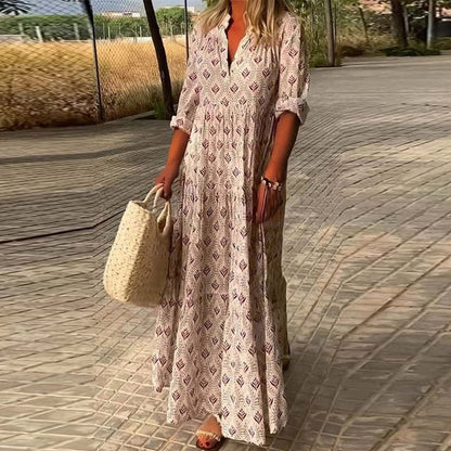 Robe Grande Taille Élégante Bleu Floral Féminine
