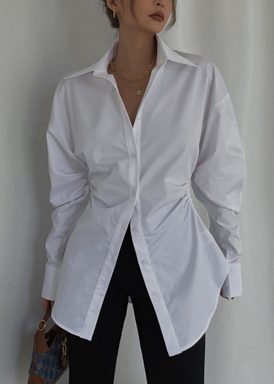 Dressy Relaxed Fit White Cotton Top - EasyApparels