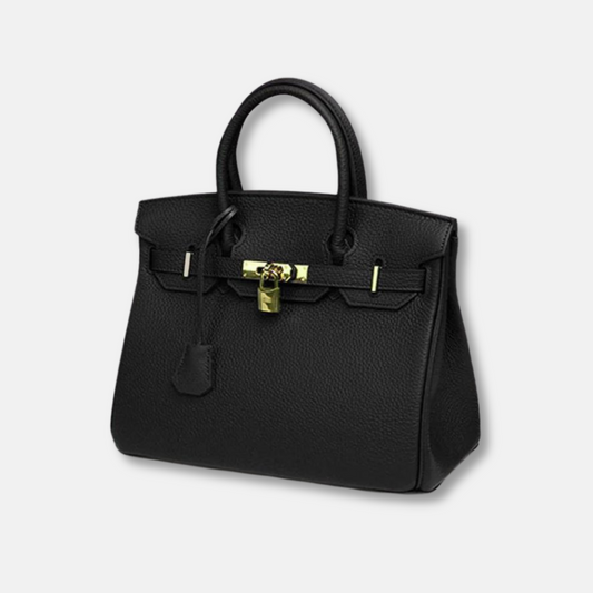 Sac à main en cuir noir chic avec fermeture métallique - PanierRoyale