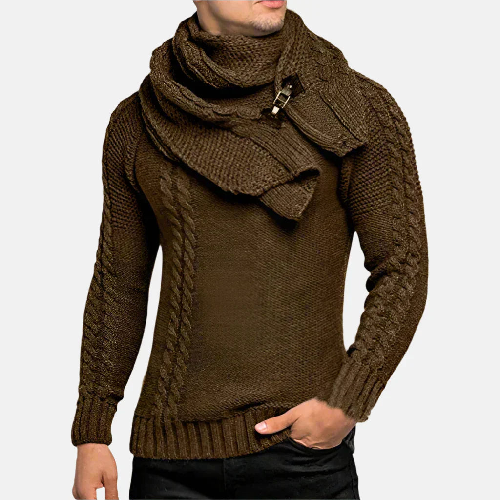 Pull Homme Col Roulé Câble Chaud et Élégant