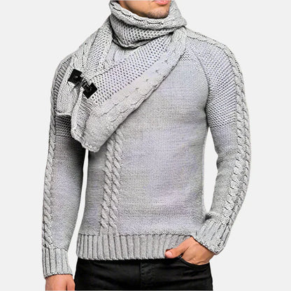 Pull Homme Col Roulé Câble Chaud et Élégant