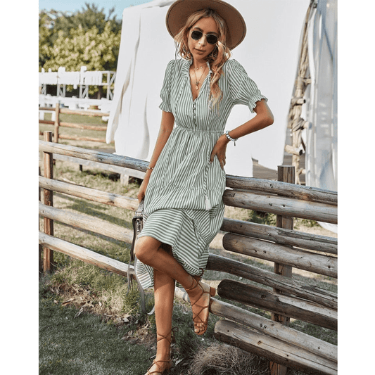 Robe Été Rayée Élastique pour Femme - PanierRoyale