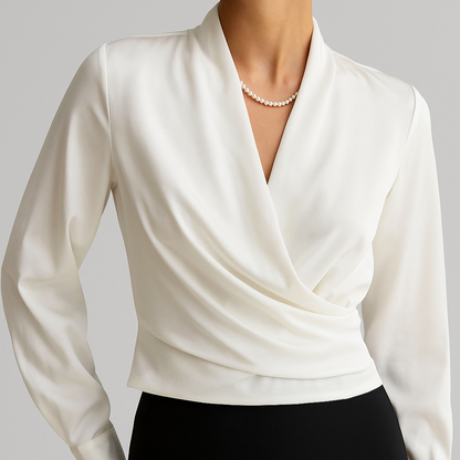 Blouse Femme Cache-cœur Manches Longues Fluide