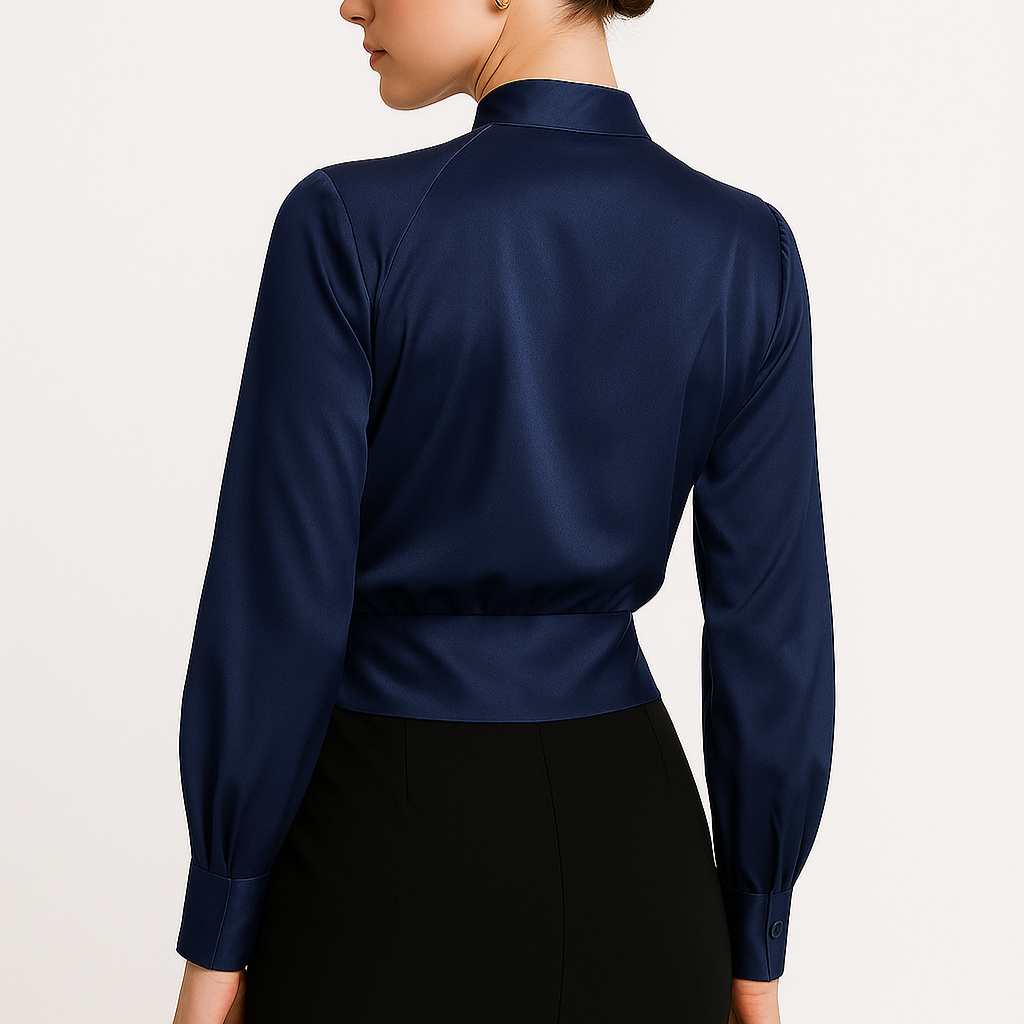 Blouse Femme Cache-cœur Manches Longues Fluide