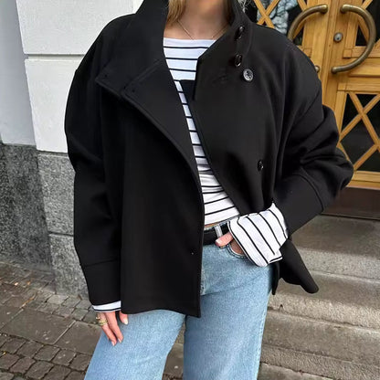 Manteau Féminin Court Boutonnage Double Élégant