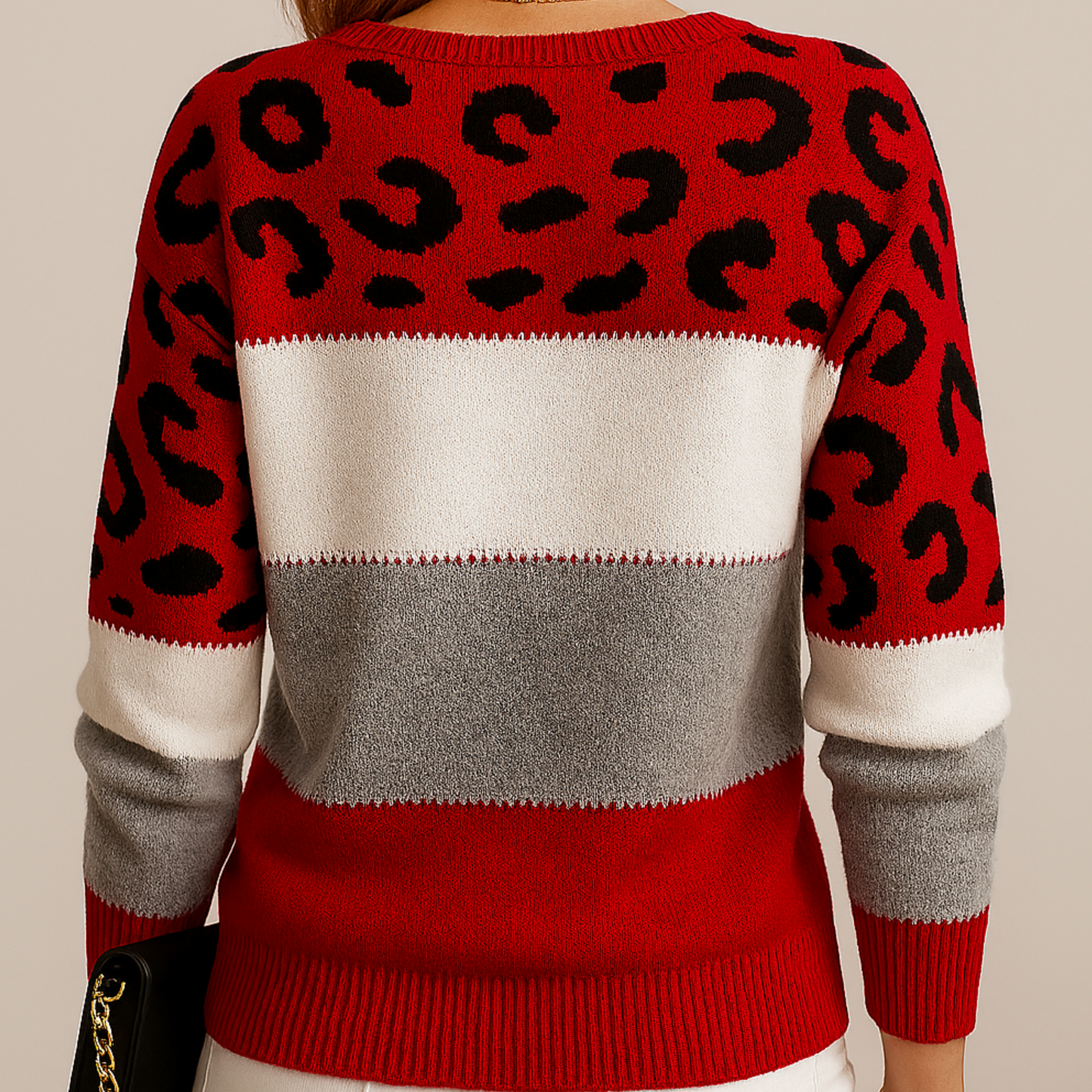 Pull Femme Tricot Doux à Motif Léopard