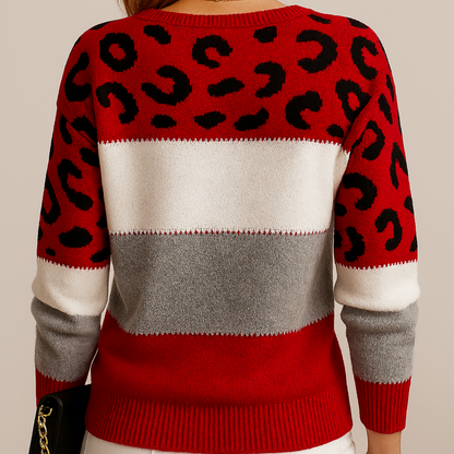 Pull Femme Tricot Doux à Motif Léopard