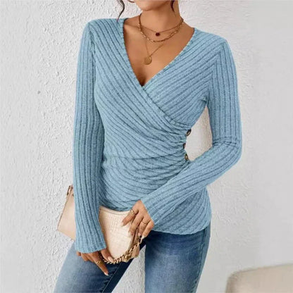 Pull Col V Femme Élégant et Doux
