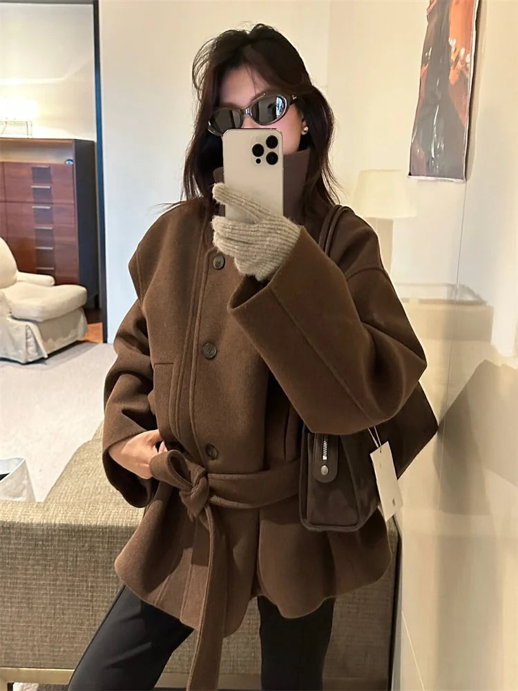 Manteau Femme Hiver Élégant avec Col Montant