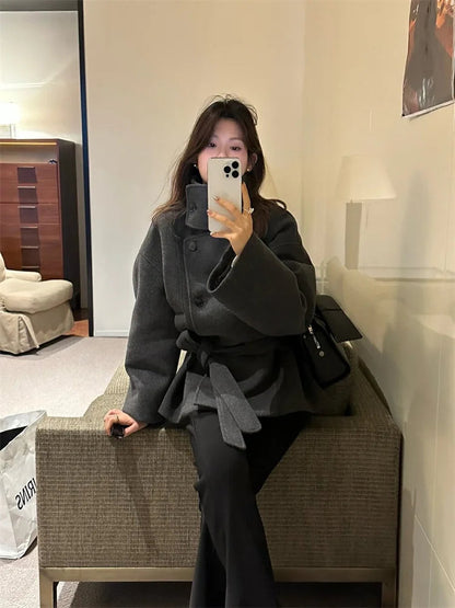 Manteau Femme Hiver Élégant avec Col Montant
