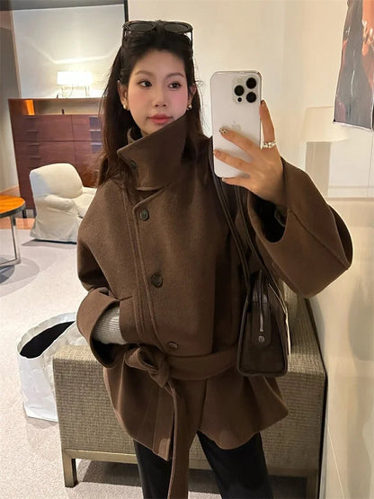 Manteau Femme Hiver Élégant avec Col Montant