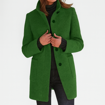 Veste Femme Laine Mélangée Col Montant Coupe Ajustée