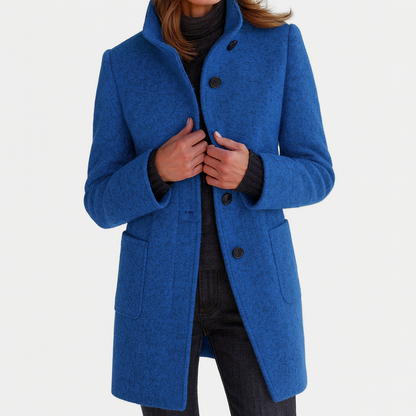 Veste Femme Laine Mélangée Col Montant Coupe Ajustée - PanierRoyale