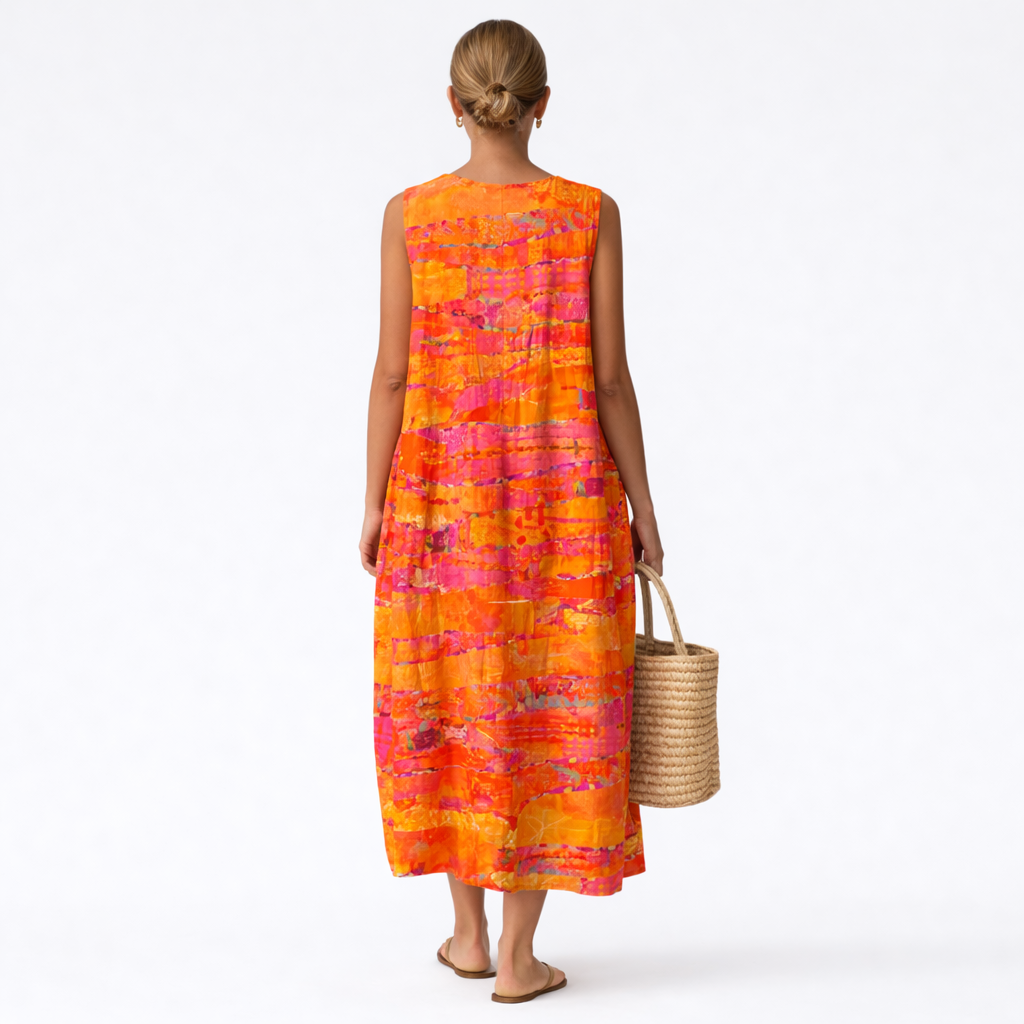 Robe midi Femme Coton Viscose Sans Manches