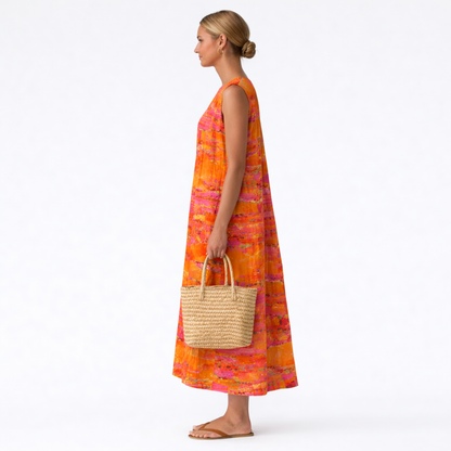 Robe midi Femme Coton Viscose Sans Manches