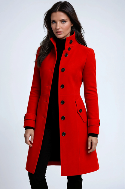 Manteau long Femme Laine Col montant Coupe moderne