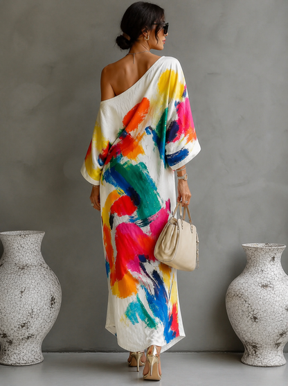 Robe Maxi Femme Asymétrique Une Épaule Fluidité