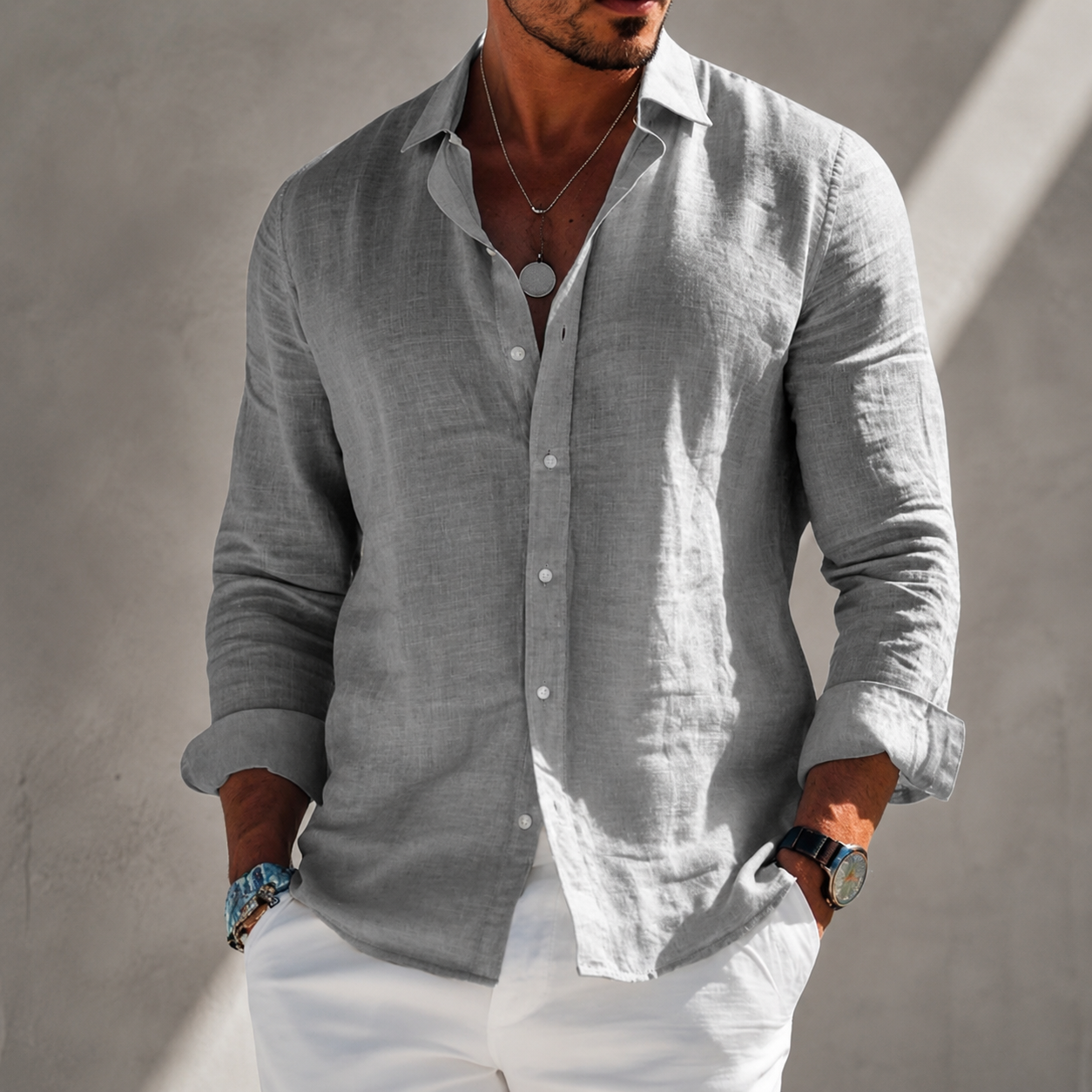 Chemise Homme Coton Polyester Légère Coupe Classique