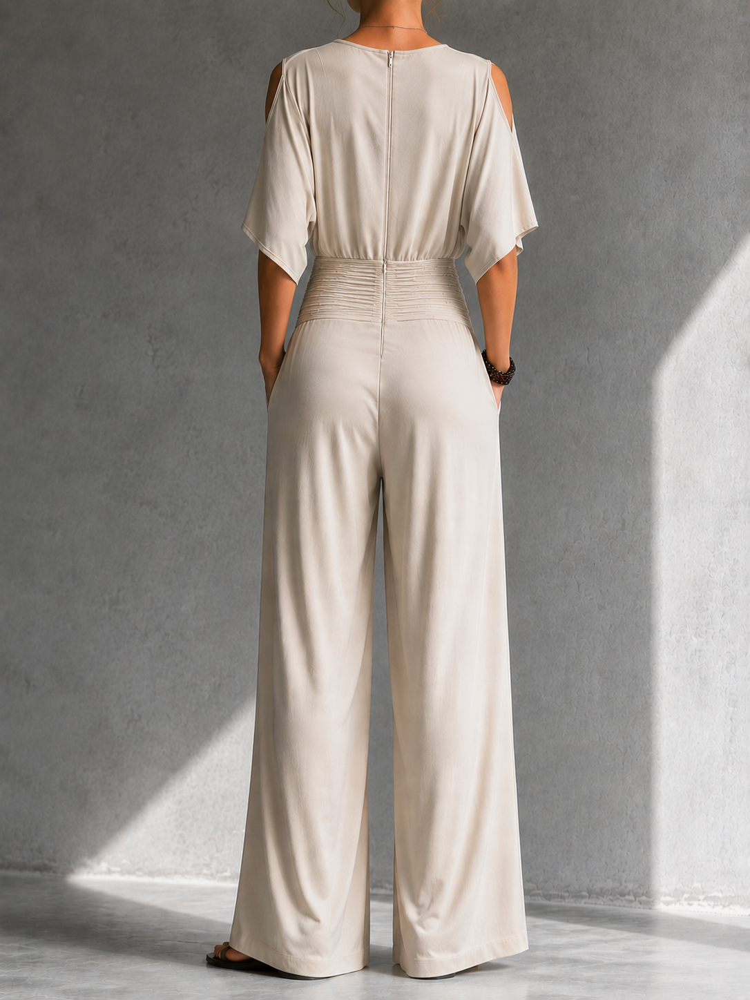 Combinaison Femme Col V Croisé Pantalon Large