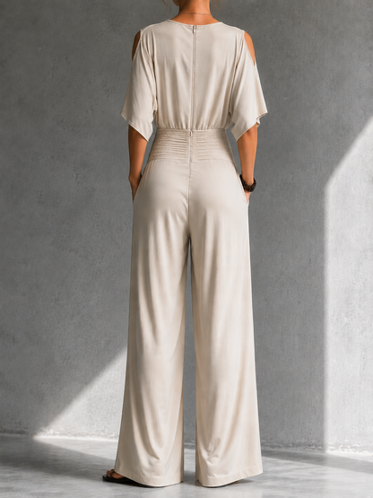Combinaison Femme Col V Croisé Pantalon Large