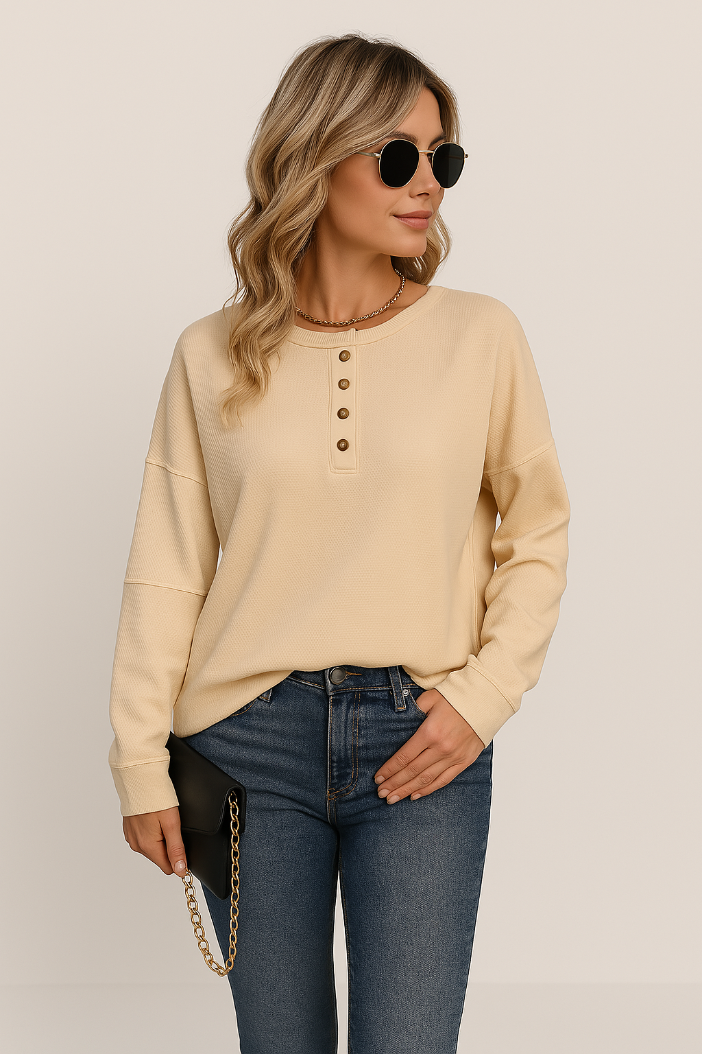 Top Femme Manches Longues Décontracté à Boutons - BerlinGlamour