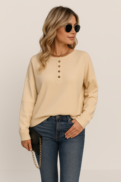Top Femme Manches Longues Décontracté à Boutons - BerlinGlamour