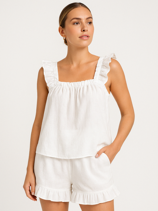 Pyjama Femme Confortable à Volants Doux - PanierRoyale