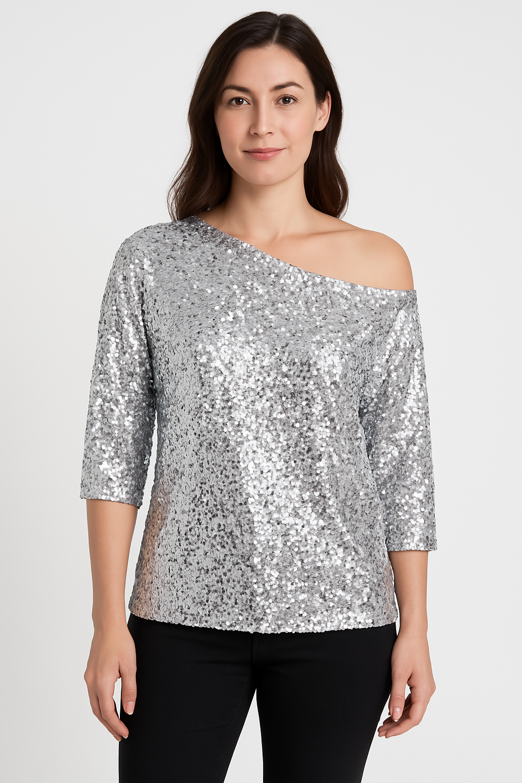 Robe de Soirée Pailletée Épaules Découvertes pour Femme