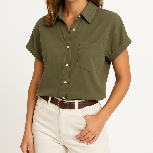 Chemise Femme Décontractée Manches Courtes Col V - PanierRoyale