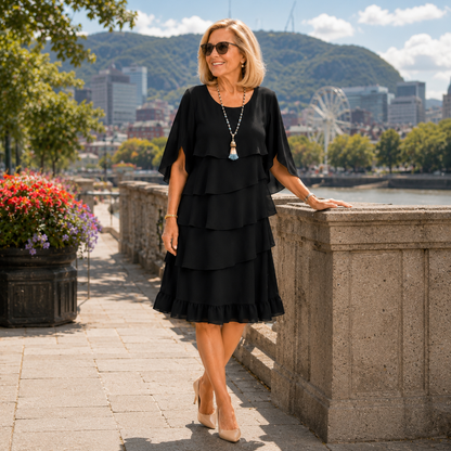 Robe Femme Volants Superposés Manches Fluides - PanierRoyale