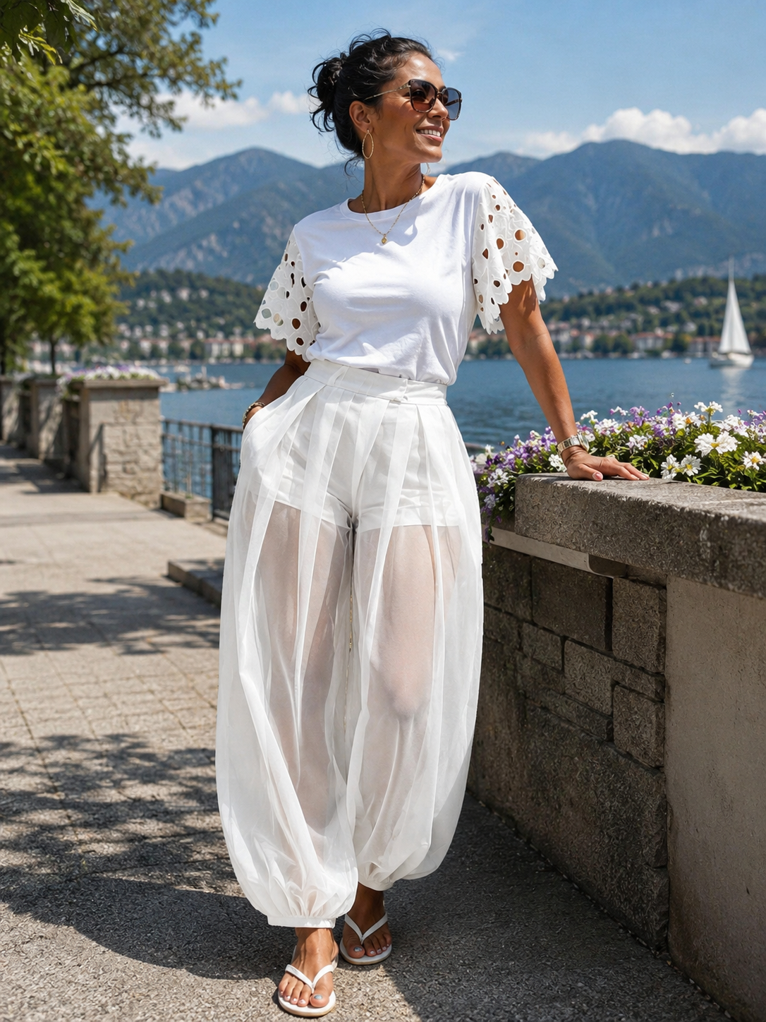 Pantalon Femme Mesh Transparent avec Short Intégré - PanierRoyale