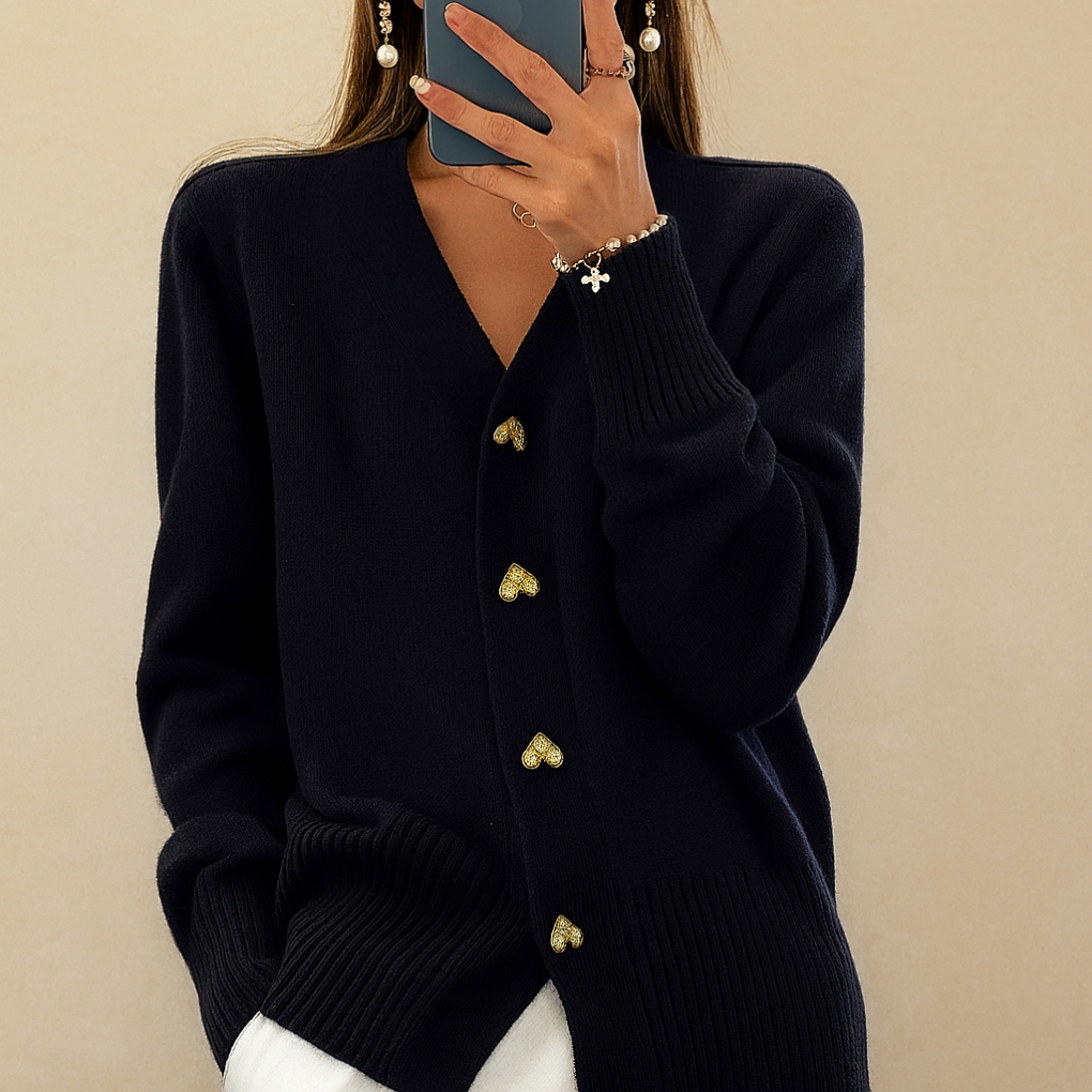 Cardigan femme élégant col V à boutons