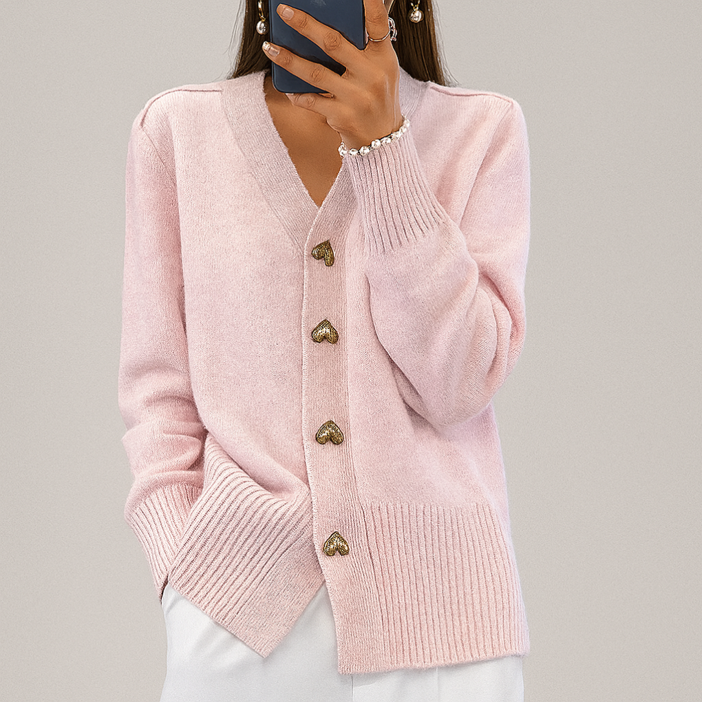 Cardigan femme élégant col V à boutons