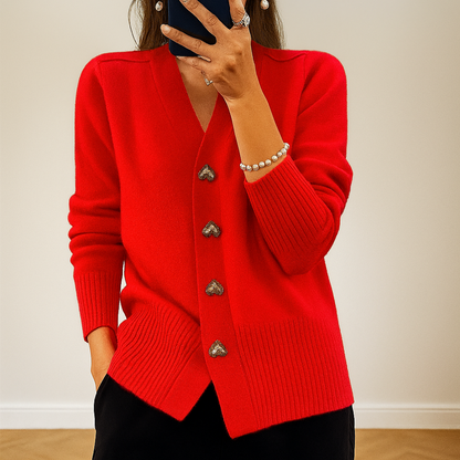 Cardigan femme élégant col V à boutons - PanierRoyale
