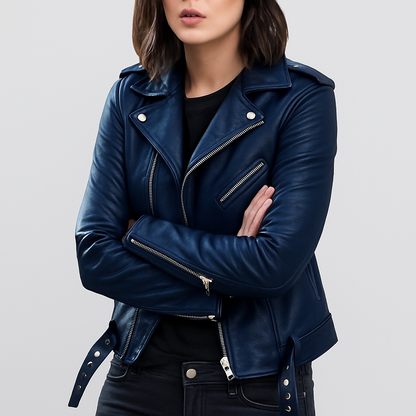 Veste Cuir Femme Élégante Taille Slim