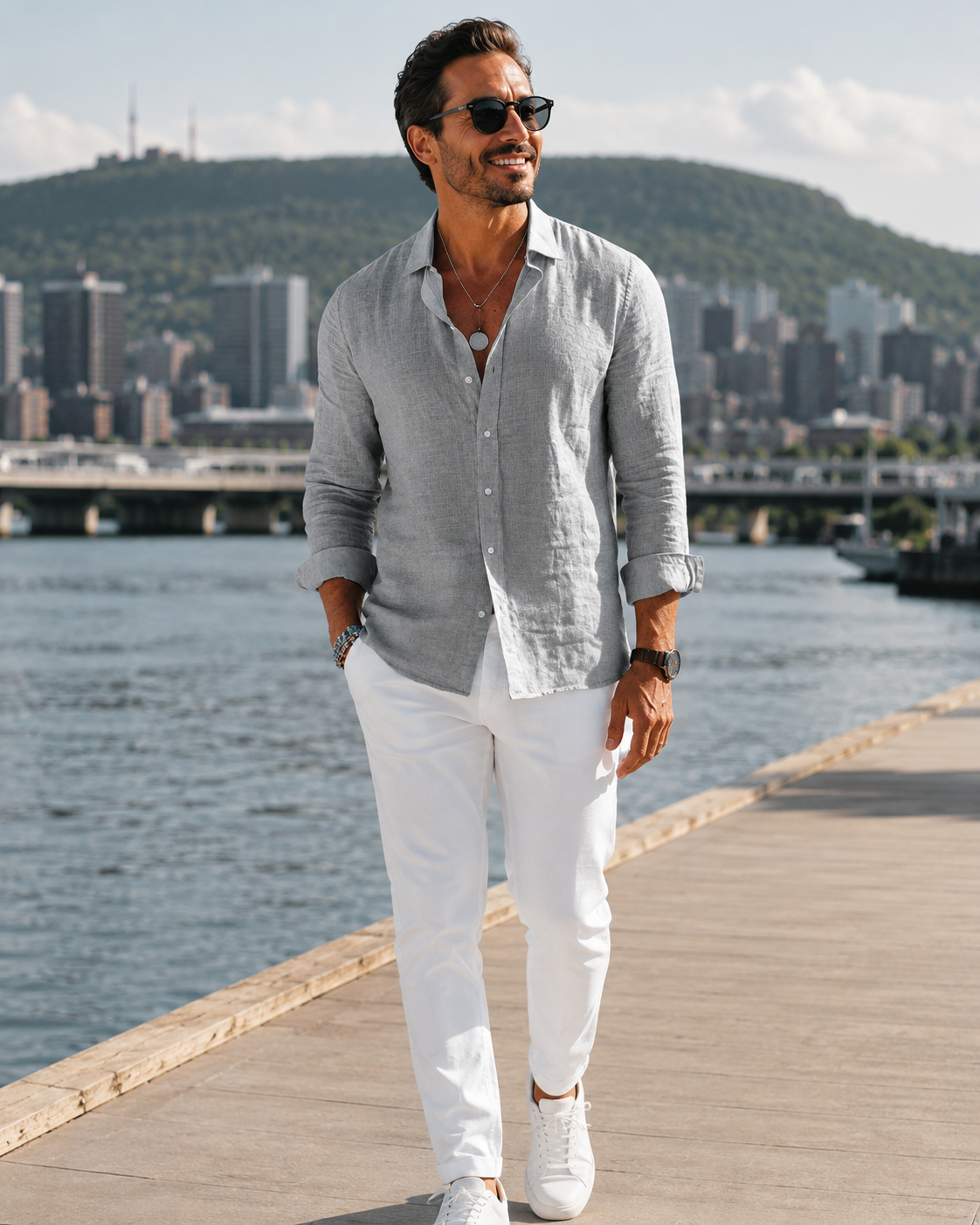 Chemise Homme Coton Polyester Légère Coupe Classique
