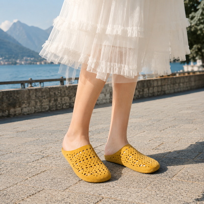 Chaussons Femme Suède Artificiel Ajourés à Enfiler