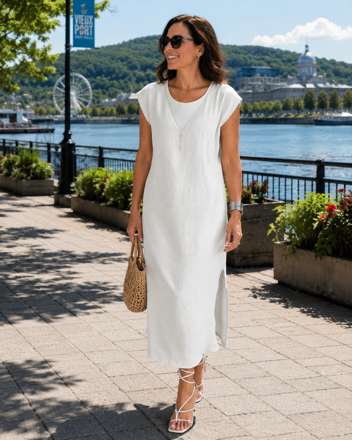 Robe midi Femme Sans Manches Fente Latérale