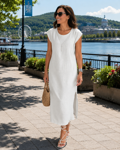 Robe midi Femme Sans Manches Fente Latérale