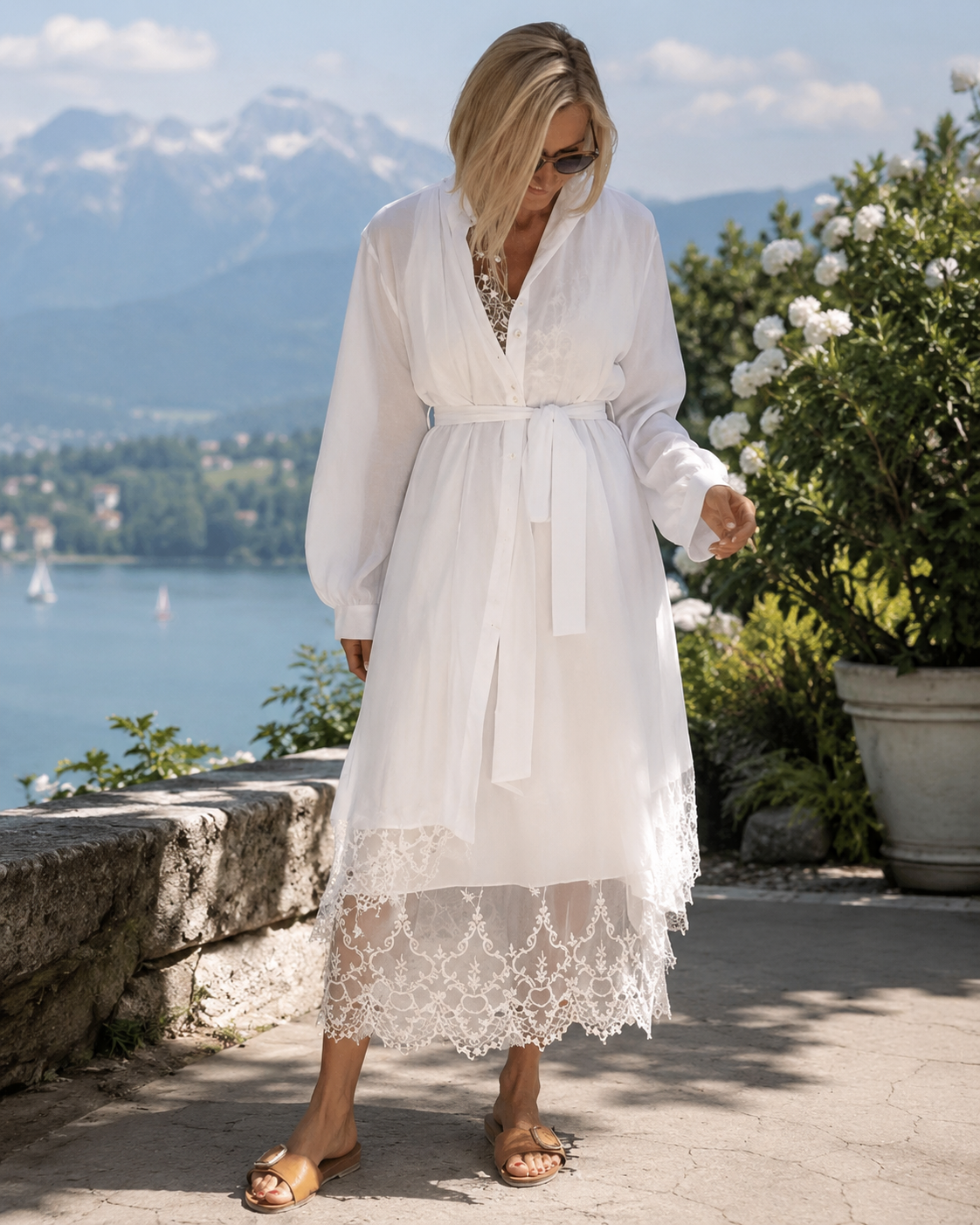 Ensemble Femme Robe et Cardigan Fluide Dentelle - PanierRoyale