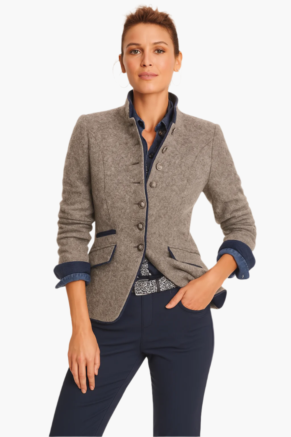 Blazer Femme Hiver Chic Col Montant - PanierRoyale