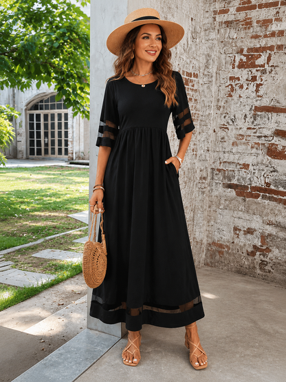Robe longue Femme Fluide Détails Transparence - PanierRoyale