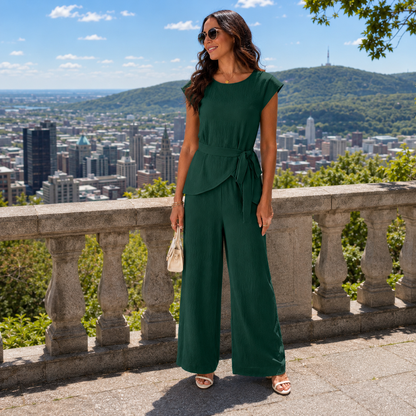 Ensemble Femme Haut Ceinturé et Pantalon Large